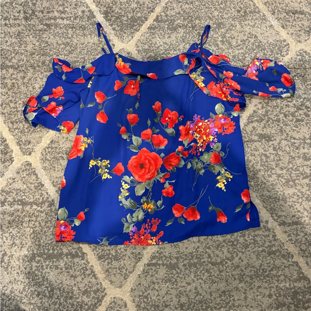 Skies are Blue Heidi Cold Shoulder Ruffle Top